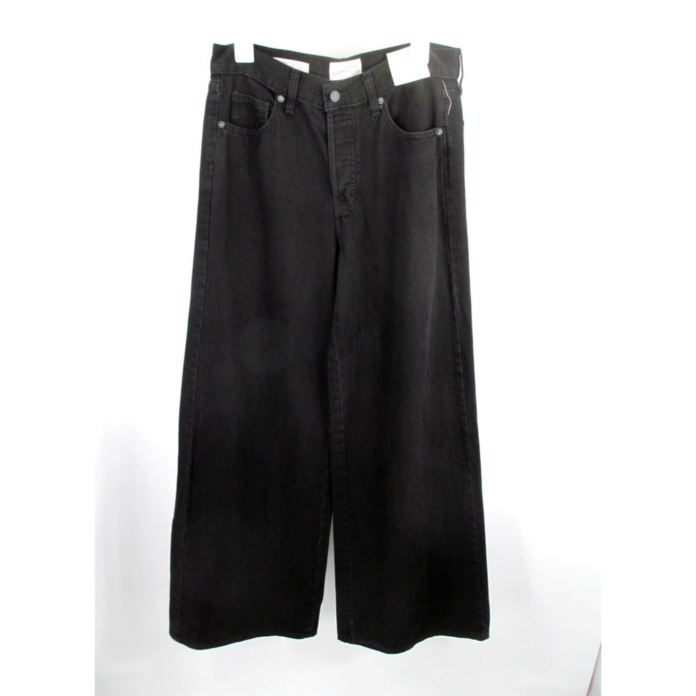 Universal Thread Mid Rise Super Wide Leg Jeans Womens 6R Black Denim Relaxed NEW